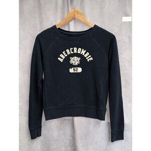 Abercrombie Kids Navy Blue Bulldog Graphic Pullover Sweatshirt XL 14/16 Raglan